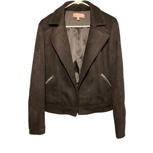 Philosophy Large Black Faux Suede Biker Jacket